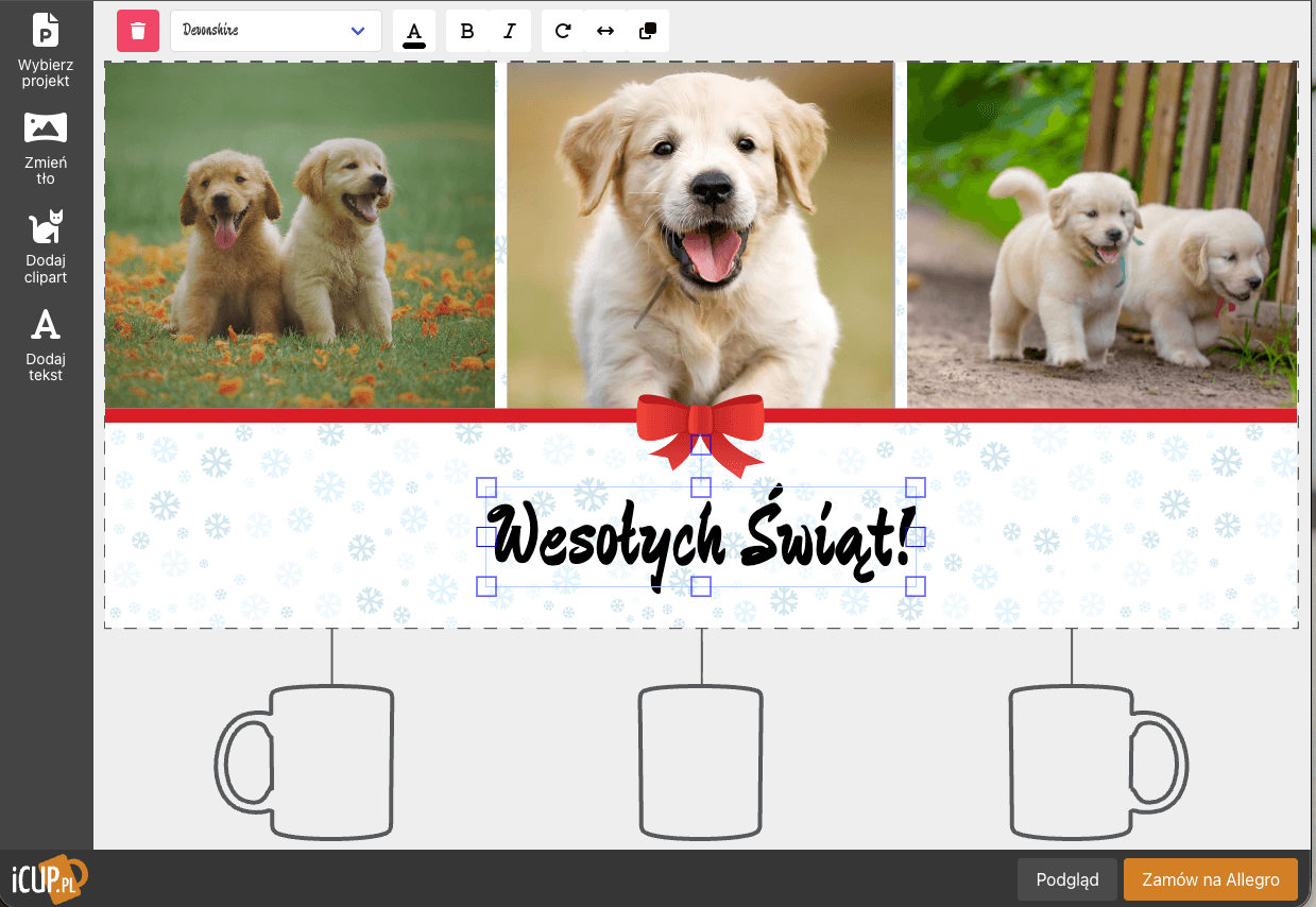 Widok kreatora iCUP na laptopie